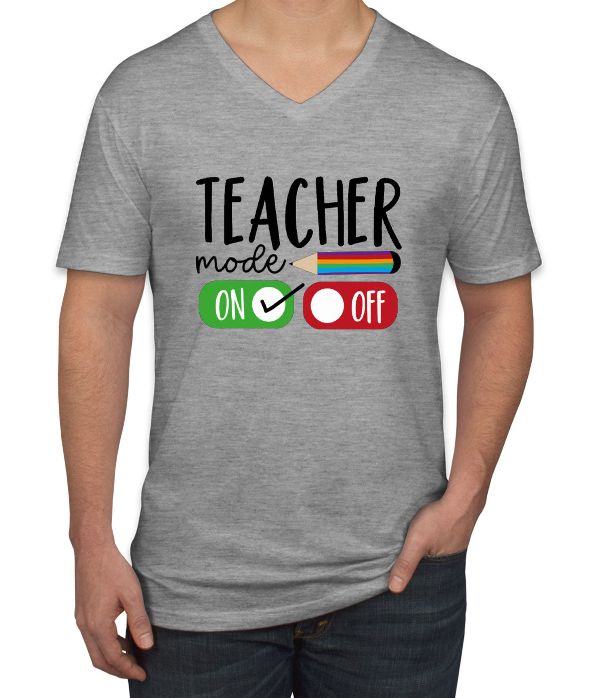 Teacher Mode On Men's V Neck T-shirt