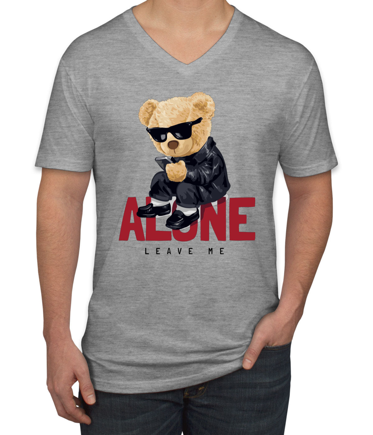 Teddy Bear Leave Me Alone Men's V Neck T-shirt