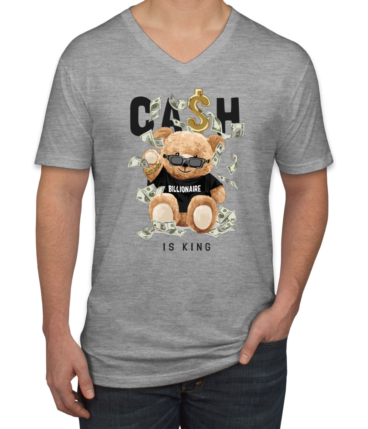 Teddy Bear Cash Billionaire Men's V Neck T-shirt