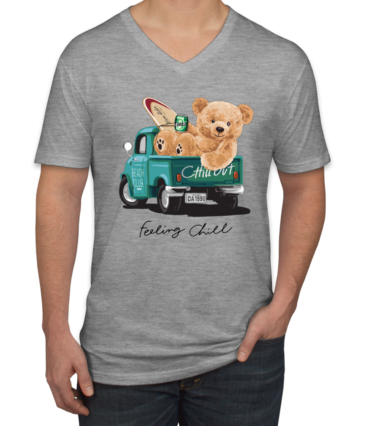 Teddy Bear Chill Out Men's V Neck T-shirt