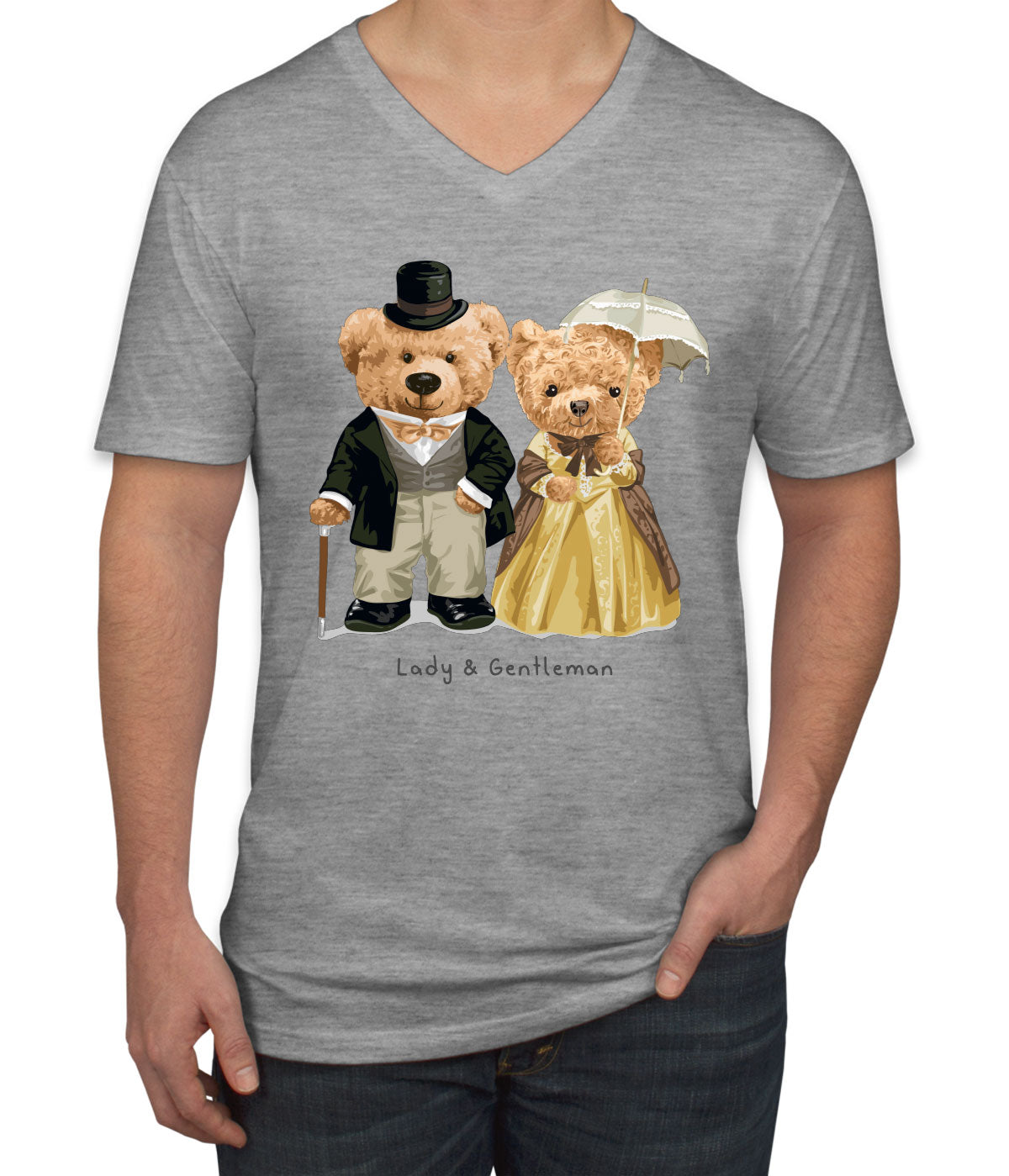 Teddy Bear Couple Men's V Neck T-shirt