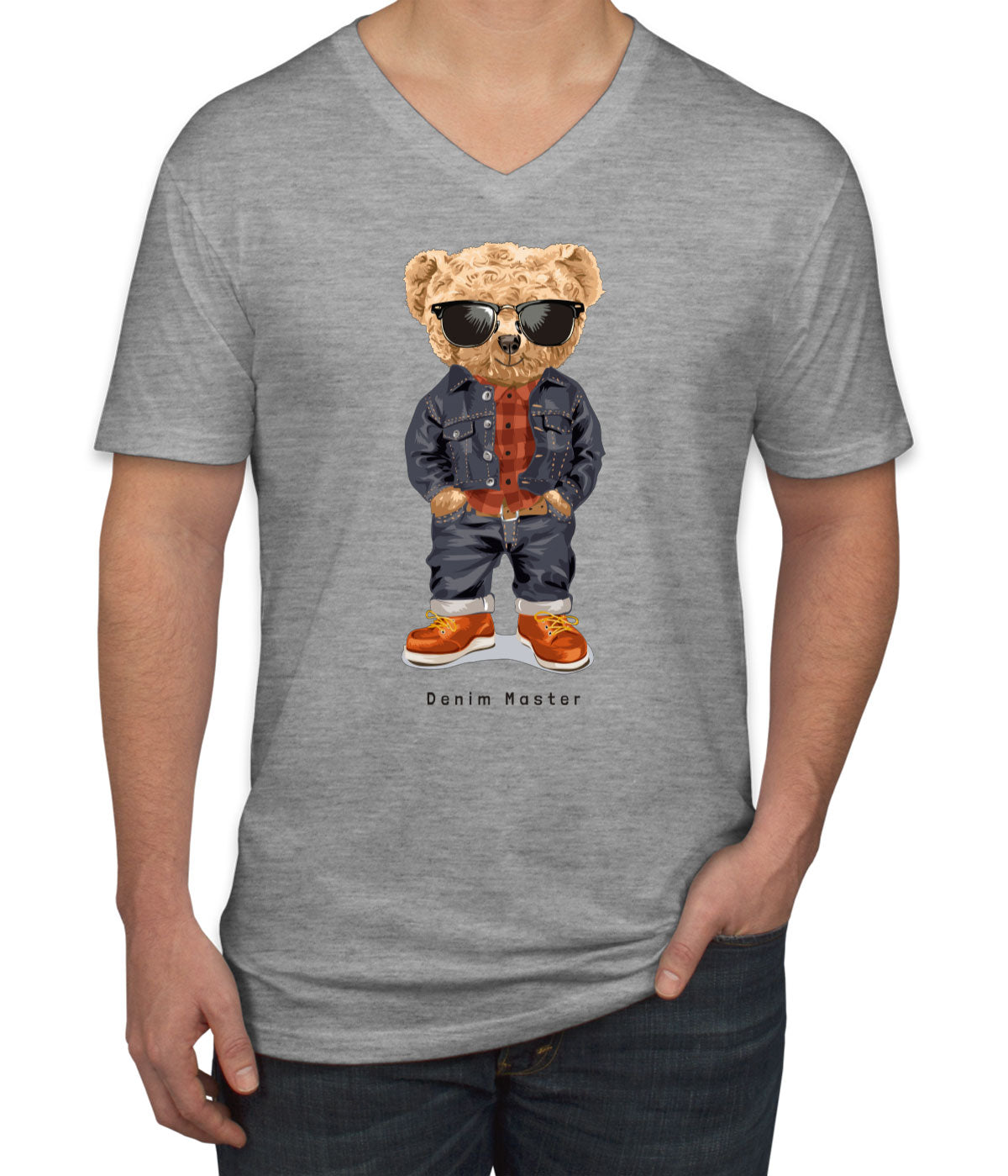 Teddy Bear Denim Master Men's V Neck T-shirt