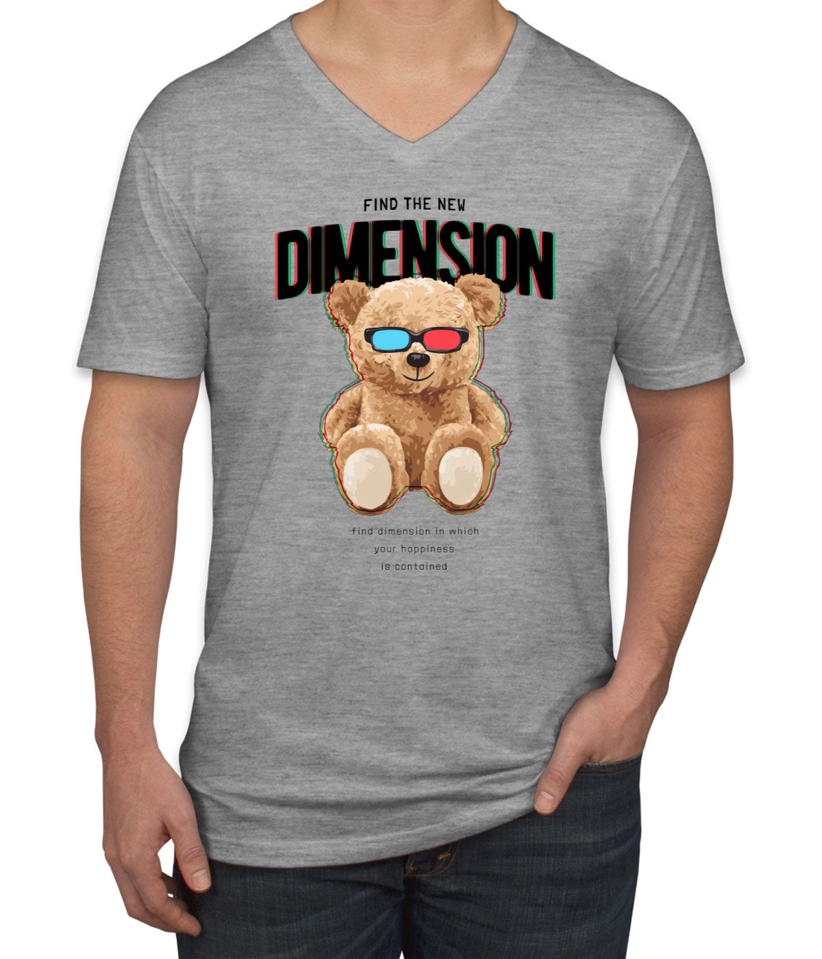 Teddy Bear Dimension Men's V Neck T-shirt