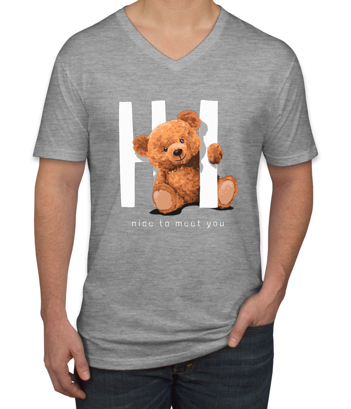 Teddy Bear Hi Men's V Neck T-shirt