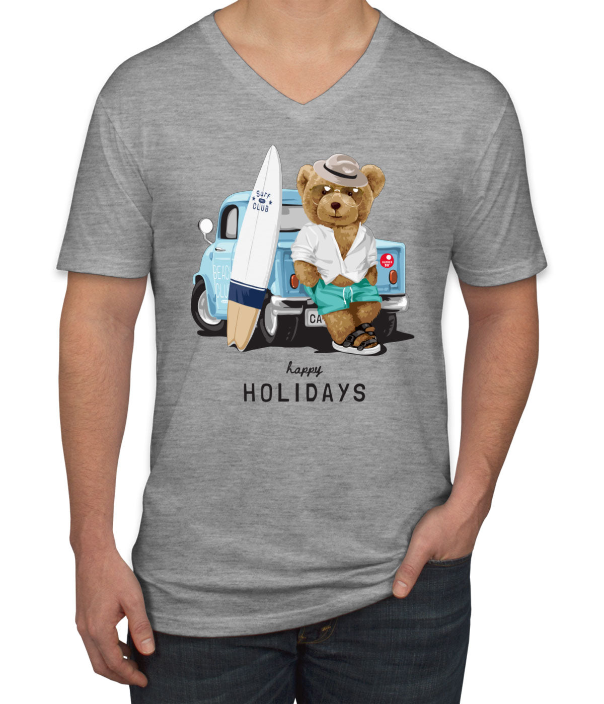 Teddy Bear Holiday Men's V Neck T-shirt