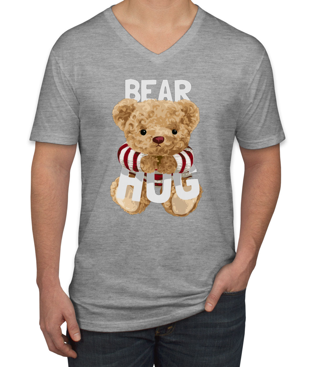 Teddy Bear Hug Men's V Neck T-shirt