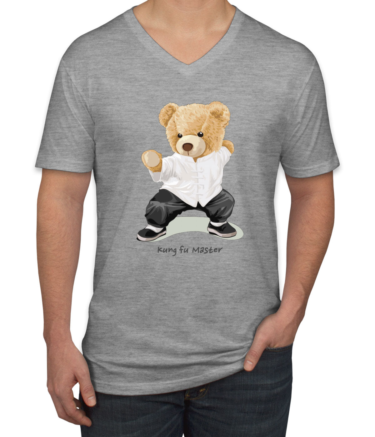 Teddy Bear Kung Fu Men's V Neck T-shirt