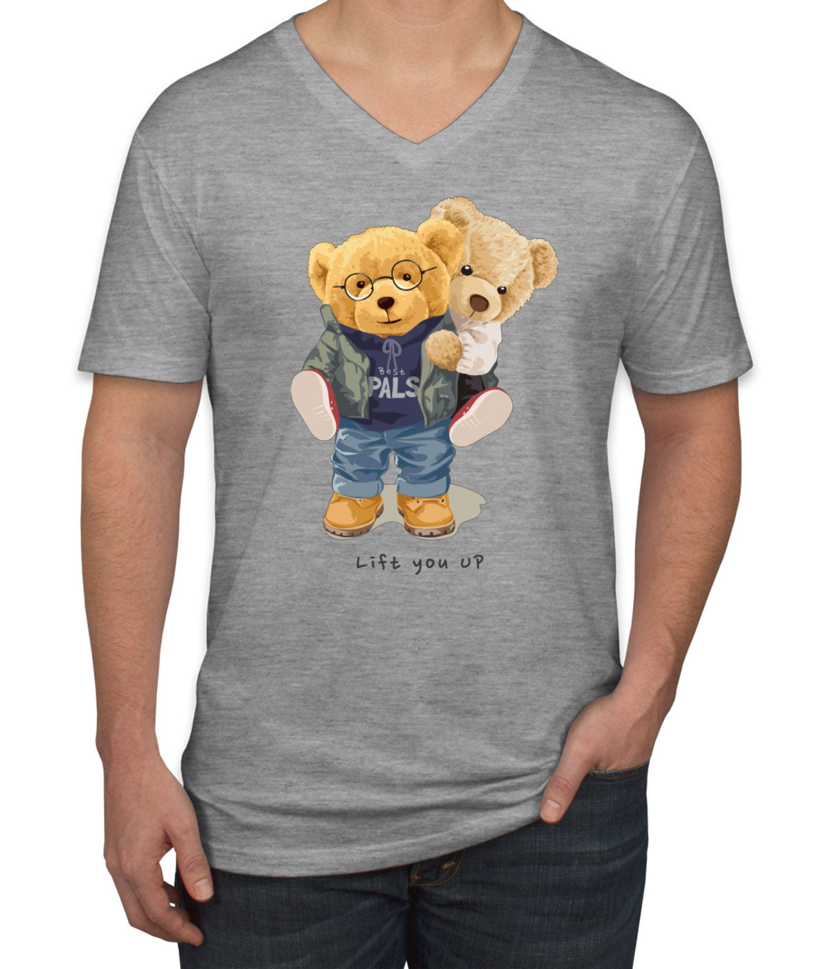 Teddy Bear Lift Men's V Neck T-shirt