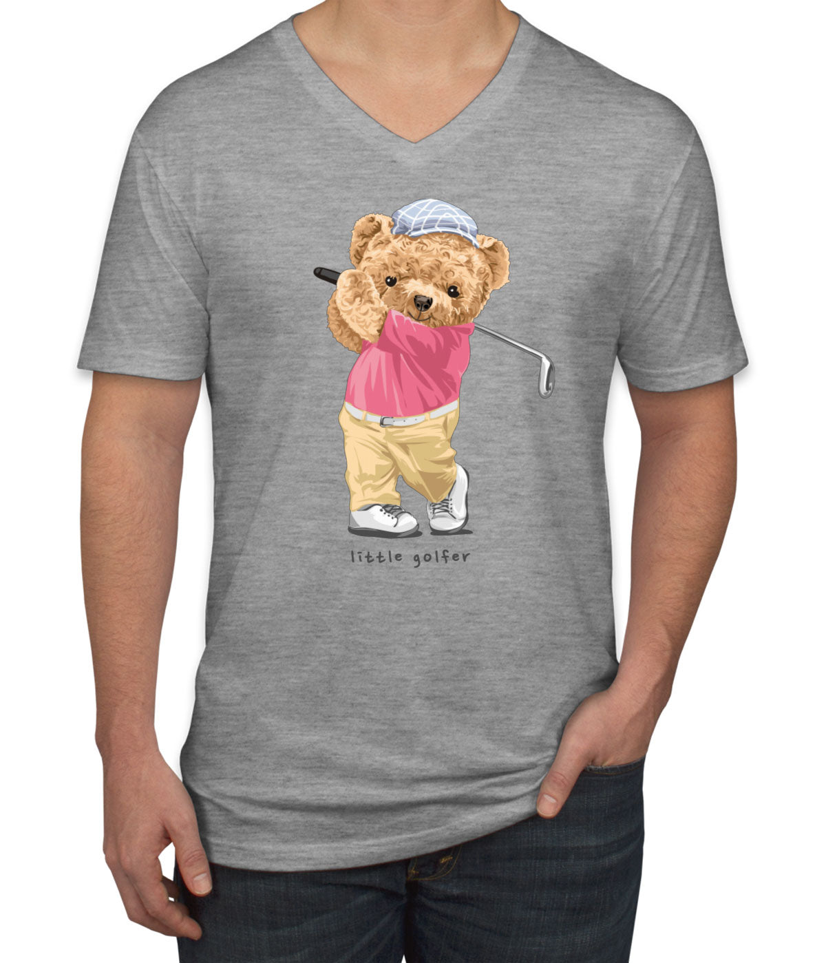 Teddy Bear Lil Golfer Men's V Neck T-shirt