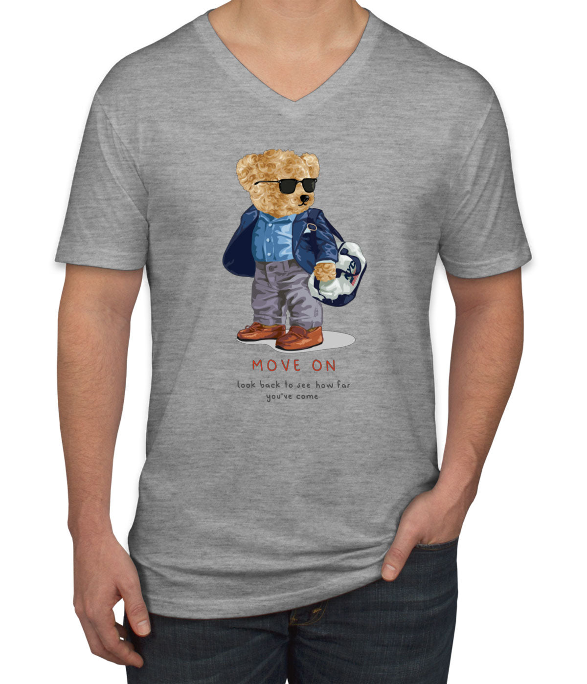 Teddy Bear Move On Men's V Neck T-shirt