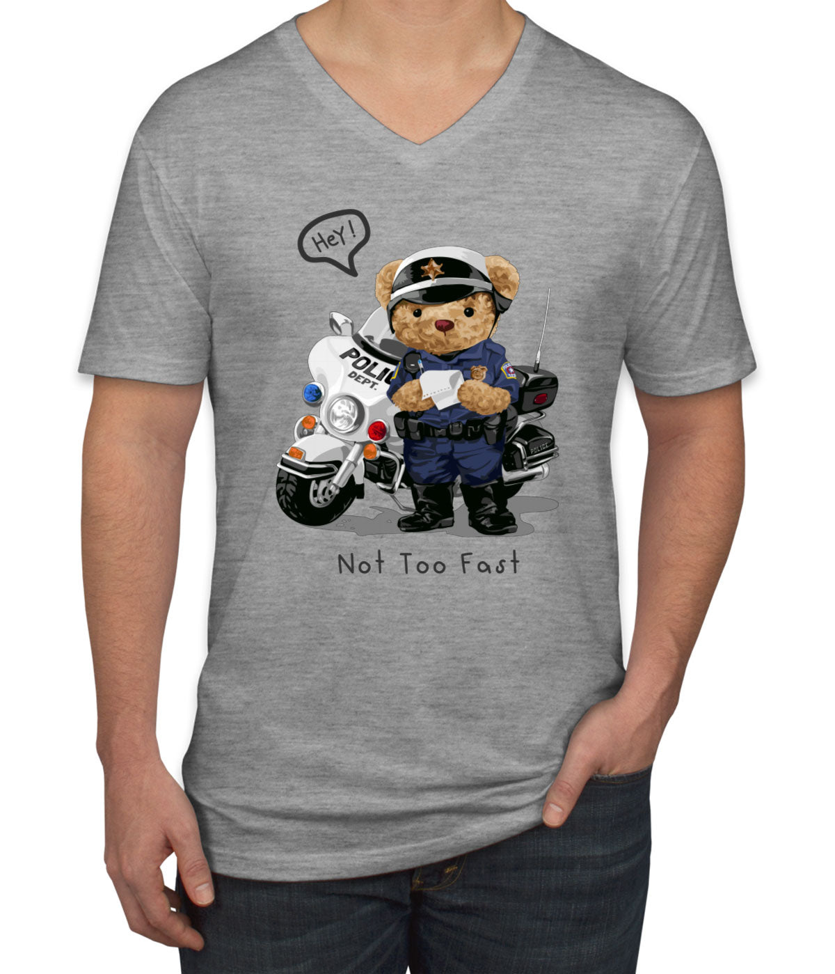 Teddy Bear Police Men's V Neck T-shirt