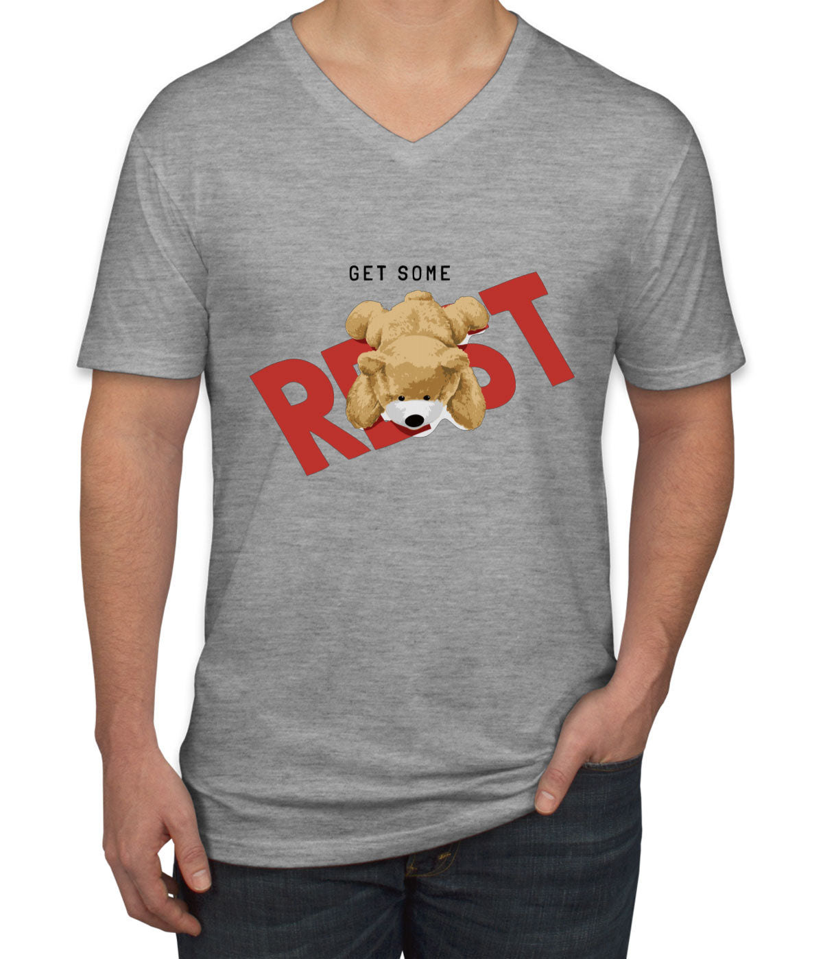 Teddy Bear Get Some Rest Men's V Neck T-shirt