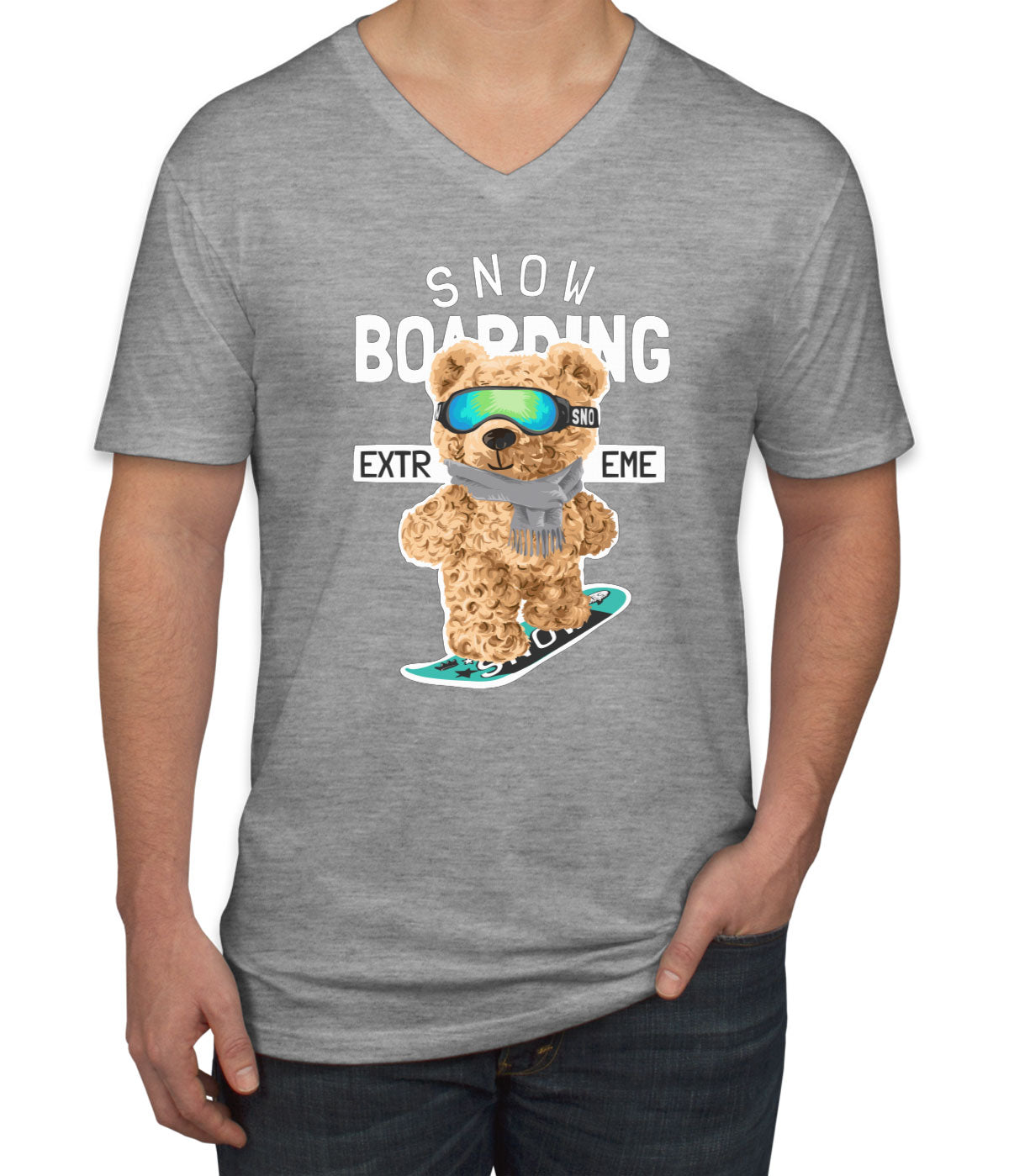 Teddy Bear Extreme Snowboarding Men's V Neck T-shirt