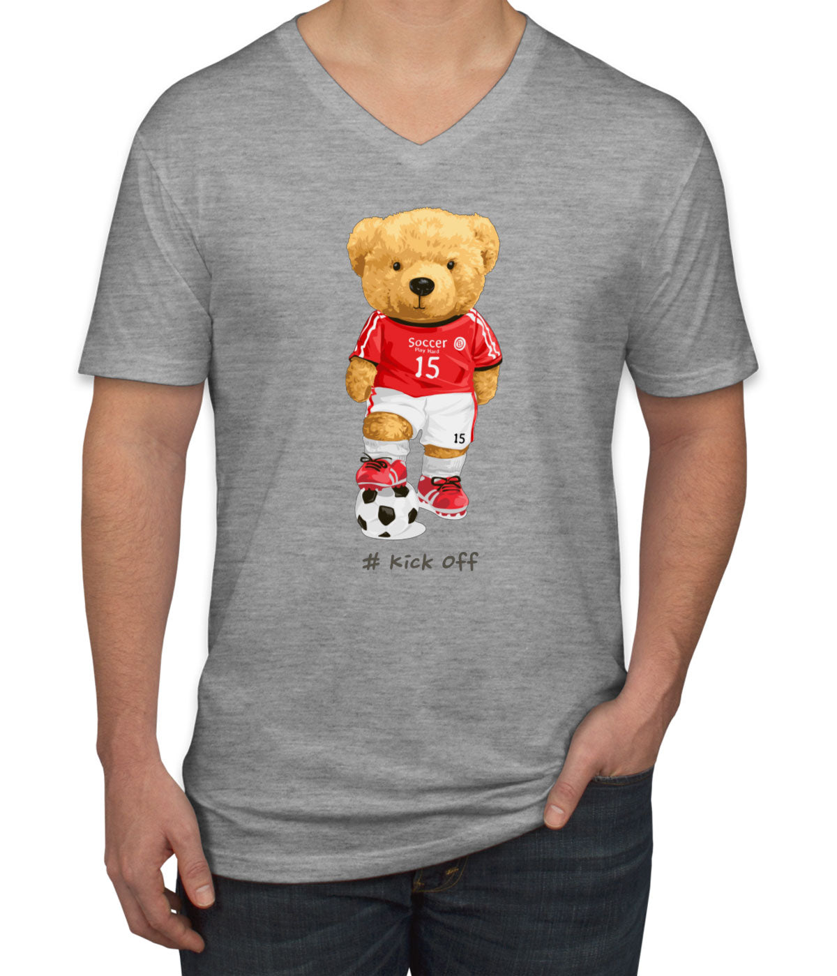 Teddy Bear Soccer Men's V Neck T-shirt