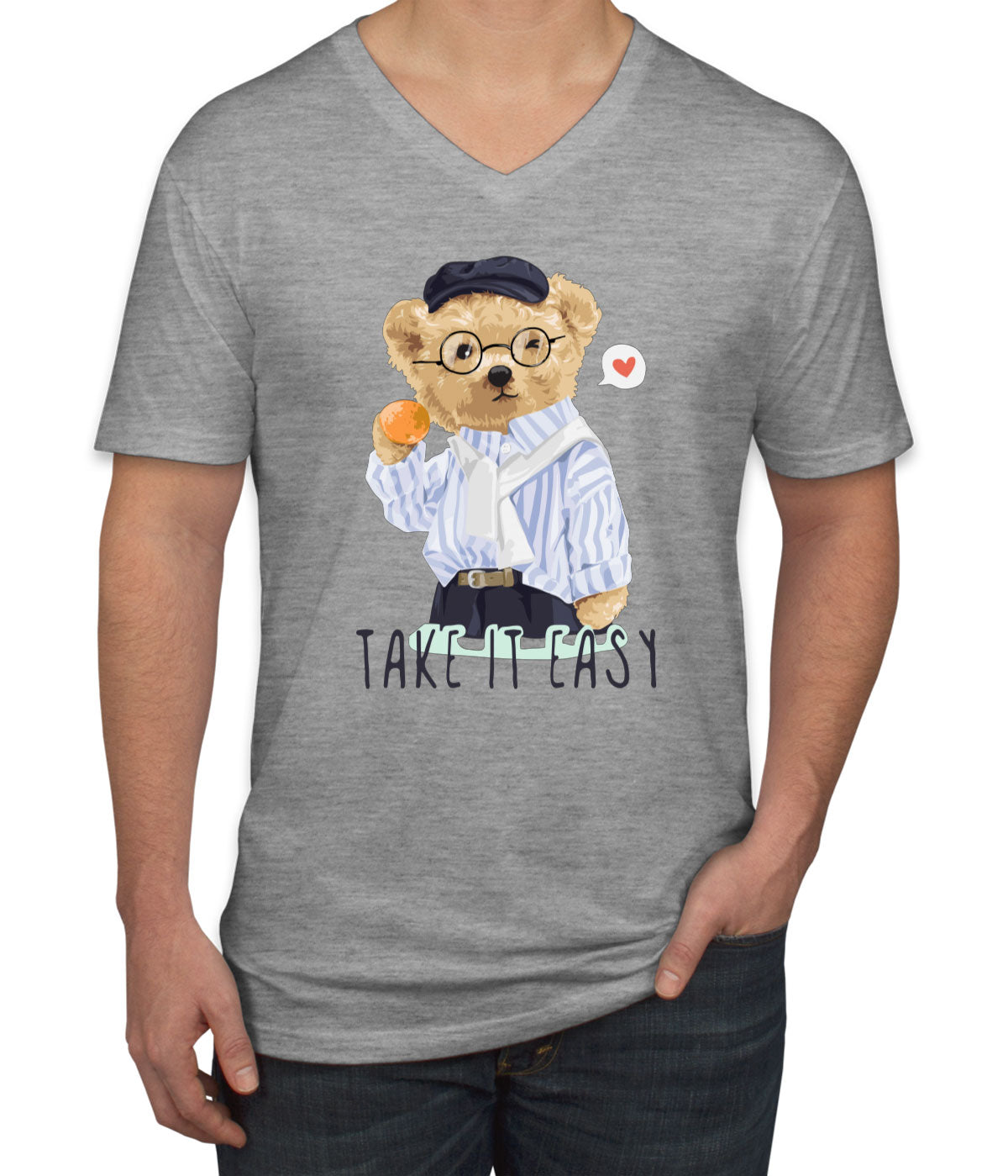 Teddy Bear Take It Men's V Neck T-shirt