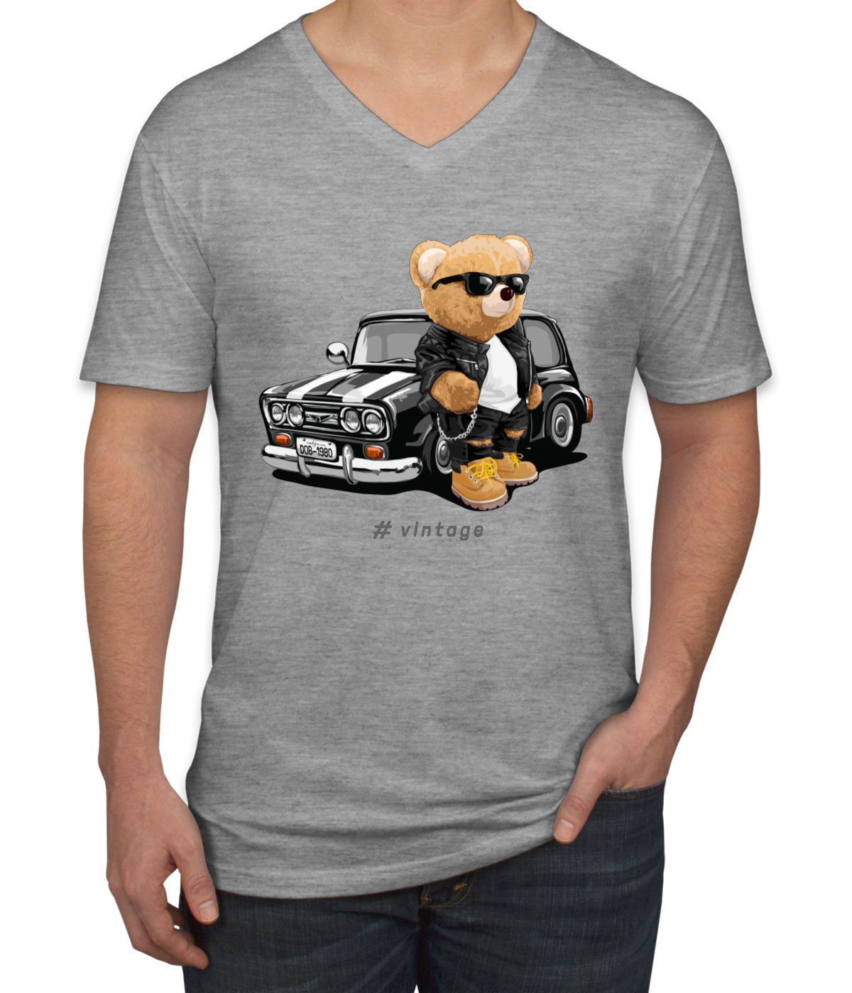 Teddy Bear Vintage Men's V Neck T-shirt