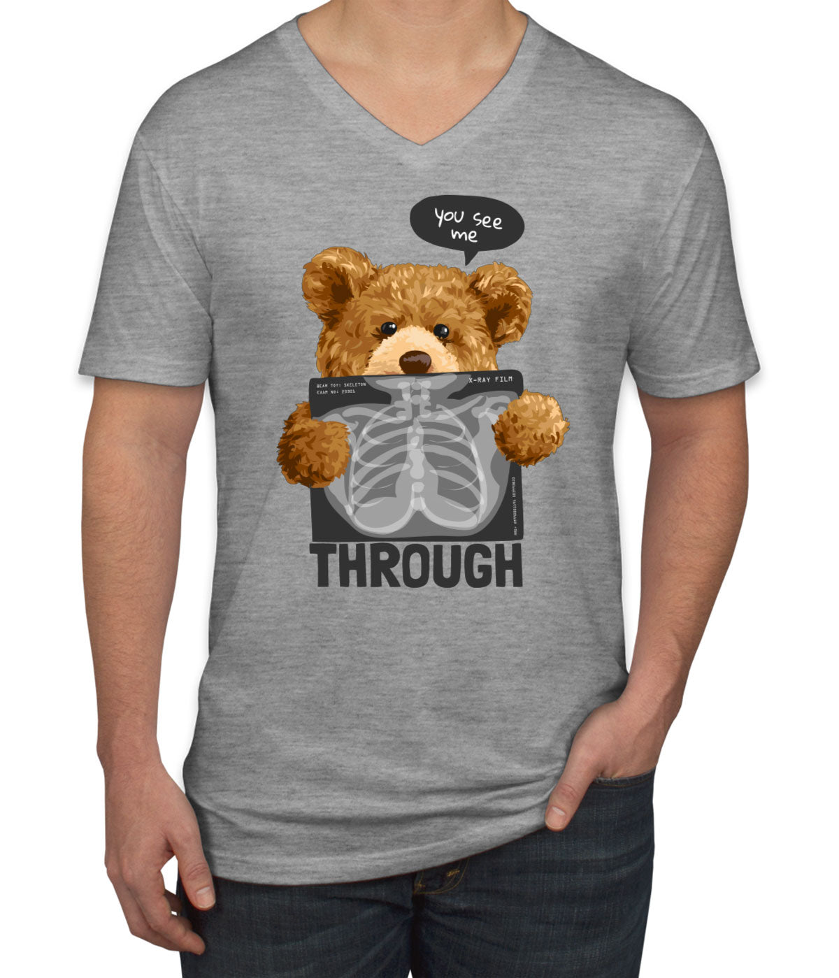 Teddy Bear XRay Men's V Neck T-shirt