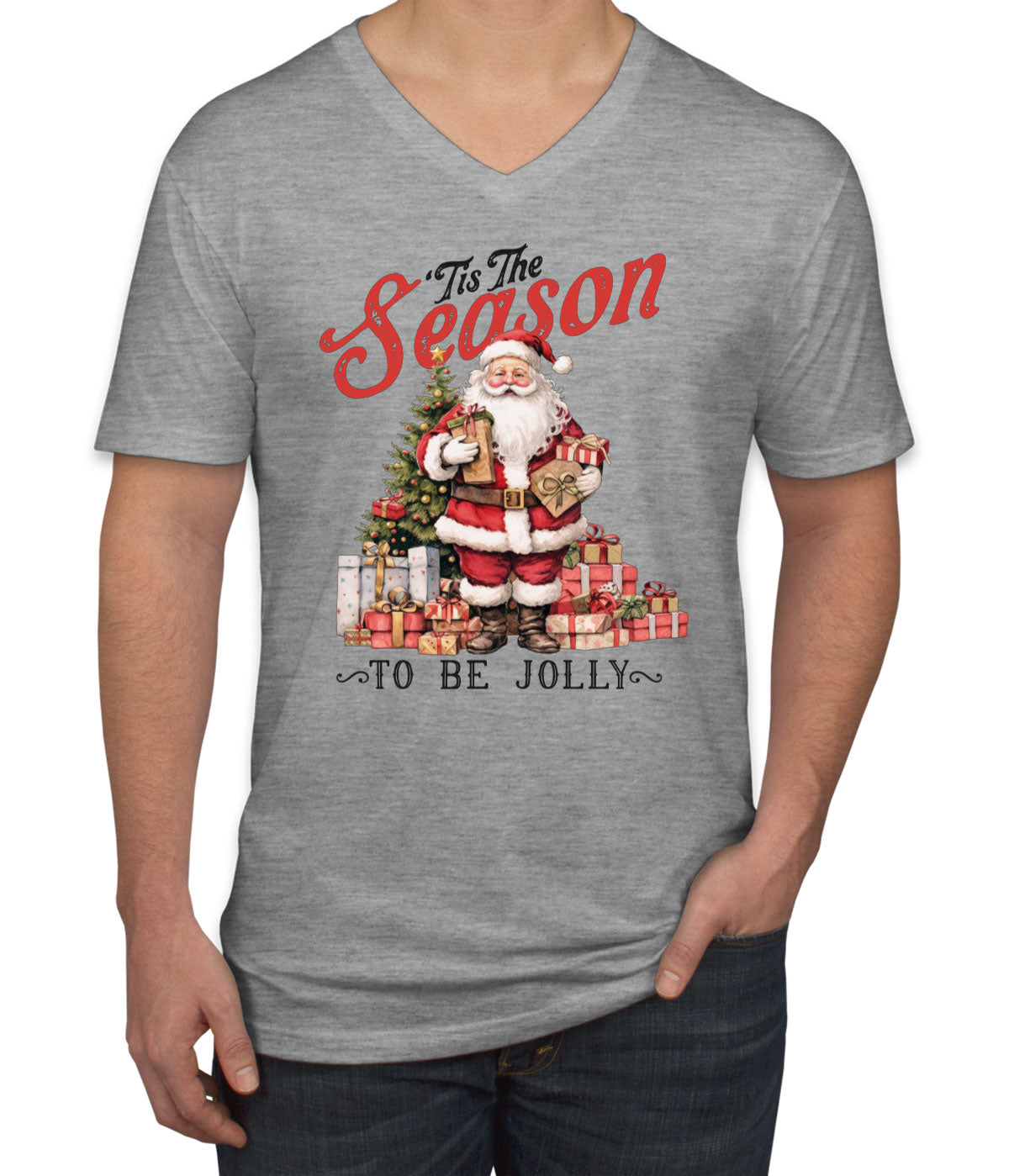 Tis The Season To Be Jolly Christmas Men's V Neck T-shirt