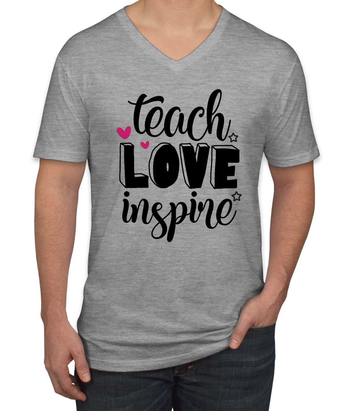 Teach Love Inspire Teacher Men's V Neck T-shirt