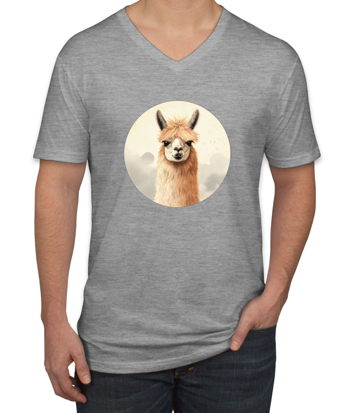 Vintage Lllama Men's V Neck T-shirt