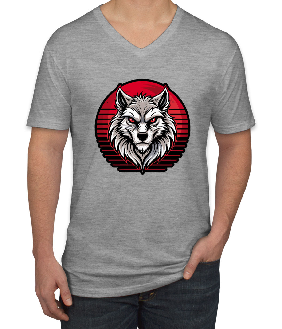 Wolf Head Men's V Neck T-shirt