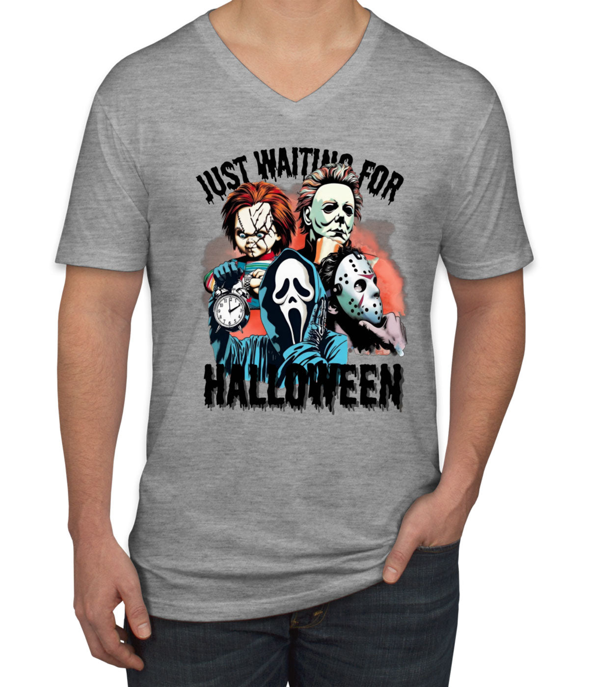 Just Waiting For Halloween Men's V Neck T-shirt