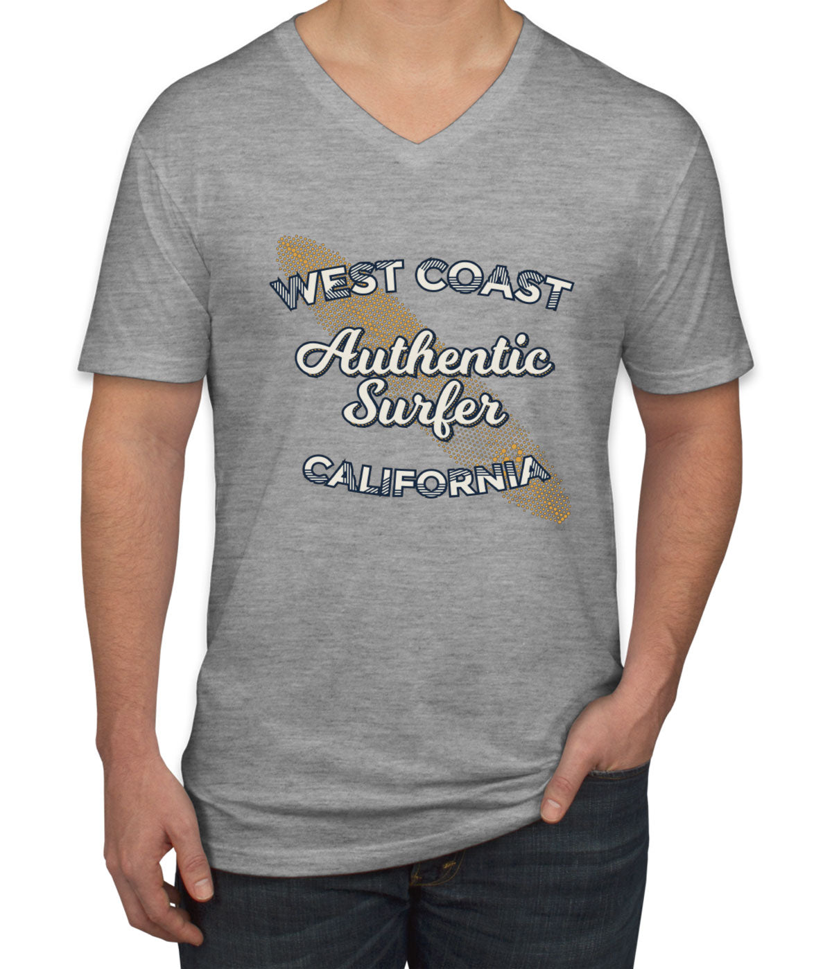 Authentic Surfer West Coast California Men's V Neck T-shirt