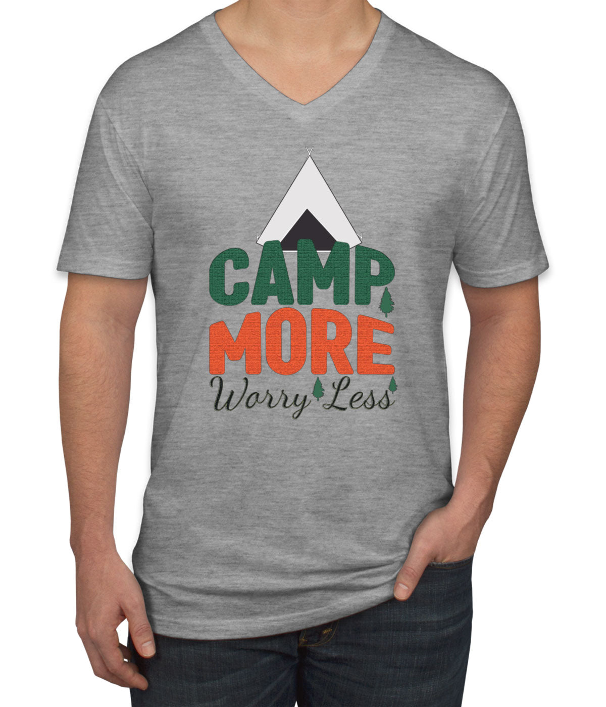 Camp More Worry Less Men's V Neck T-shirt