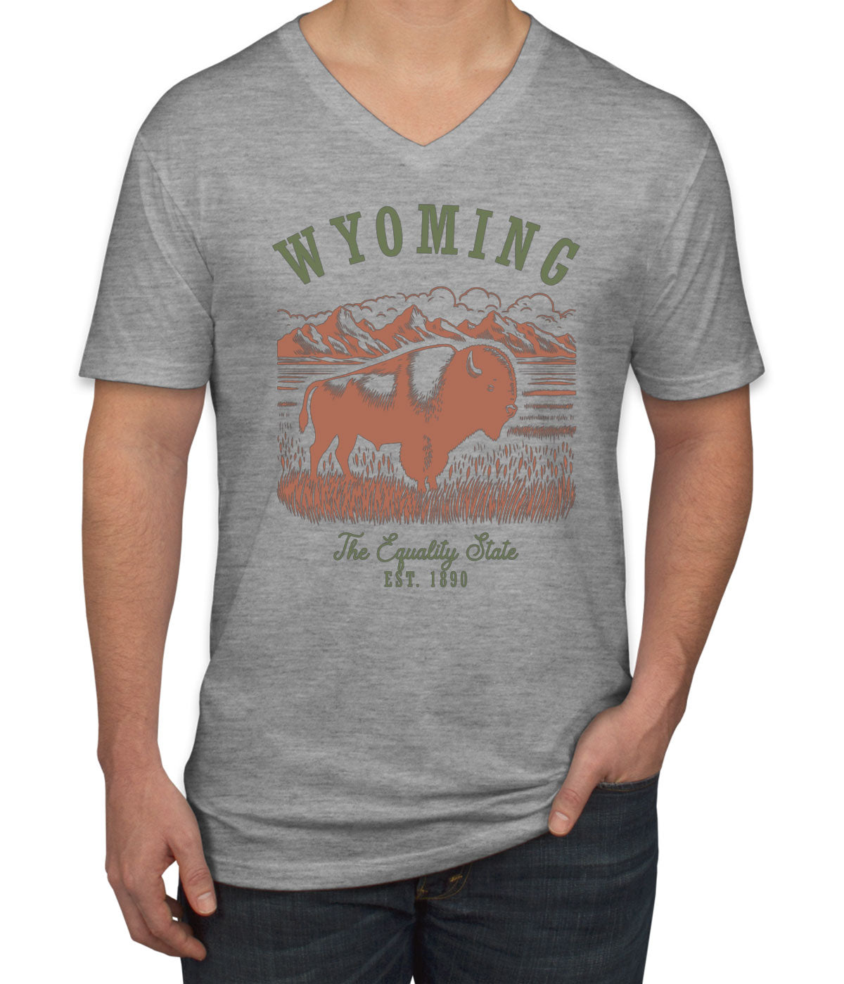 Wyoming State Vintage Men's V Neck T-shirt