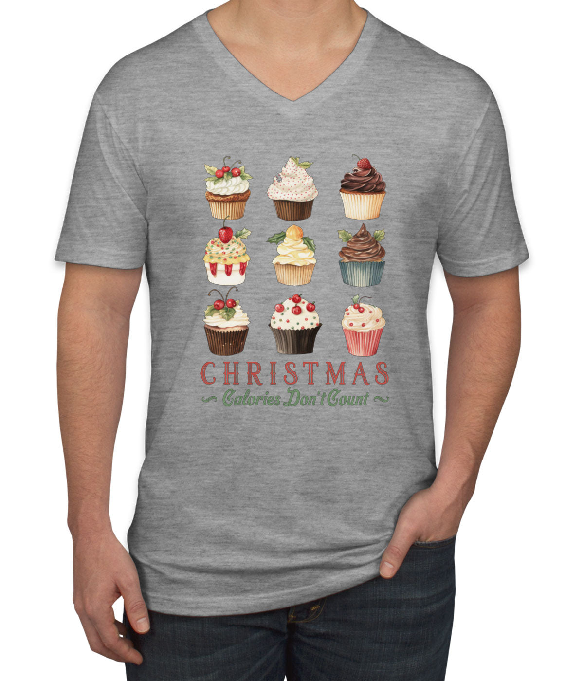 Christmas Calories Don't Count Men's V Neck T-shirt