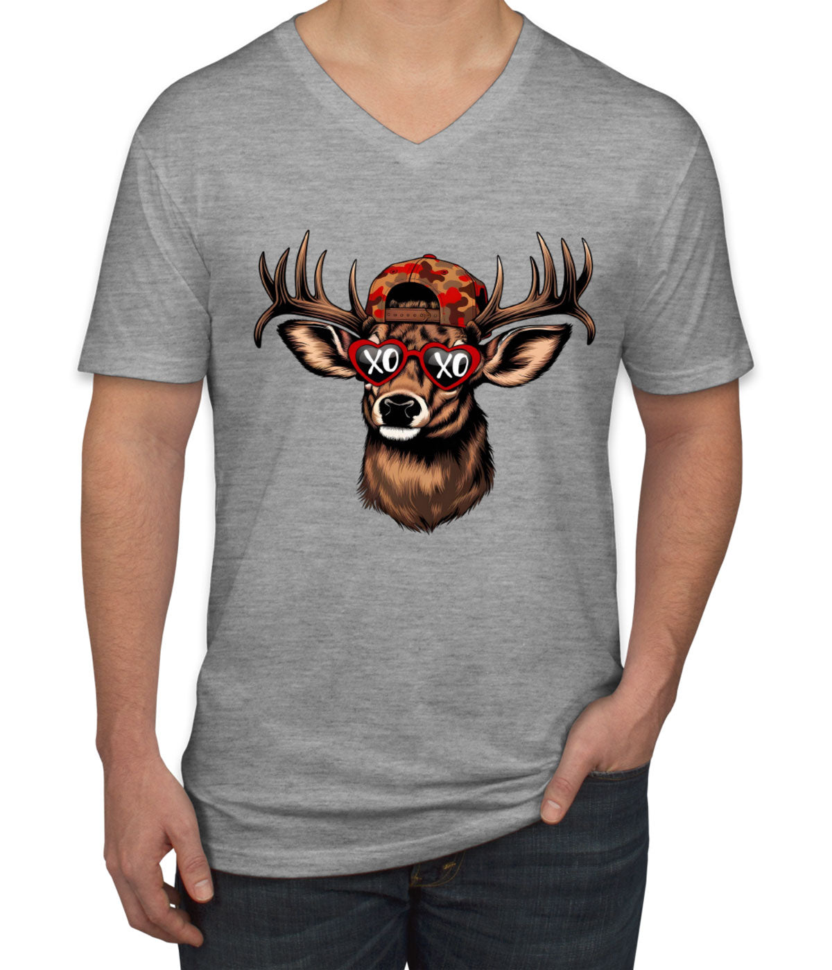 XOXO Deer Hunting Men's V Neck T-shirt