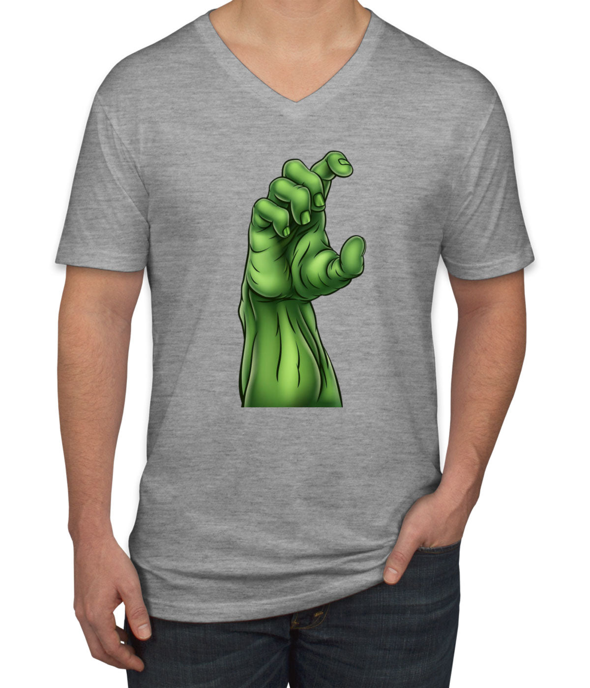 Zombie Monster Hand Halloween Men's V Neck T-shirt