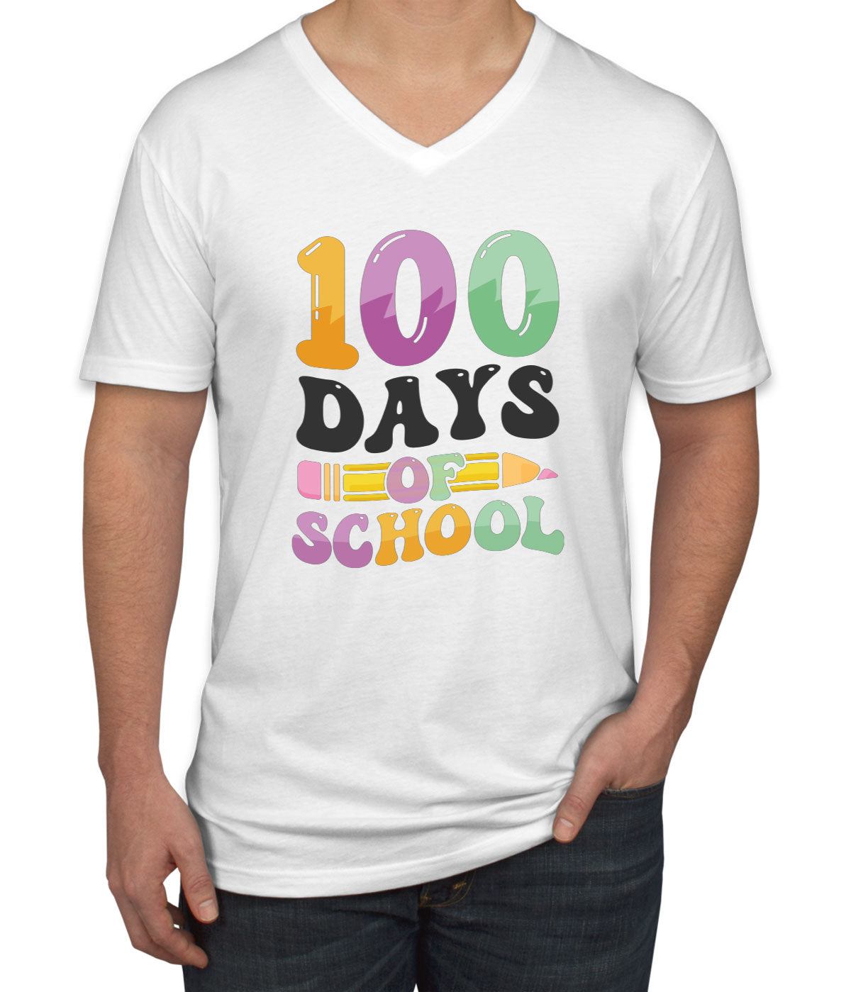 100 Days Of School Men's V Neck T-shirt