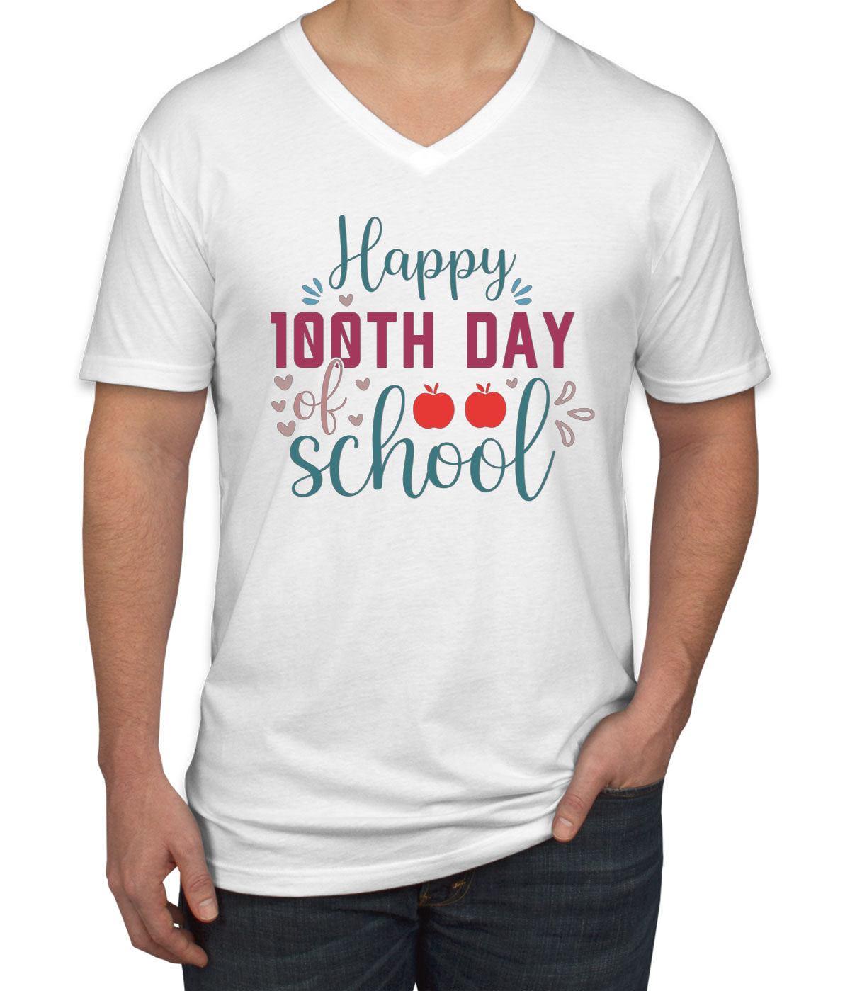 Happy 100th Day Of School Men's V Neck T-shirt