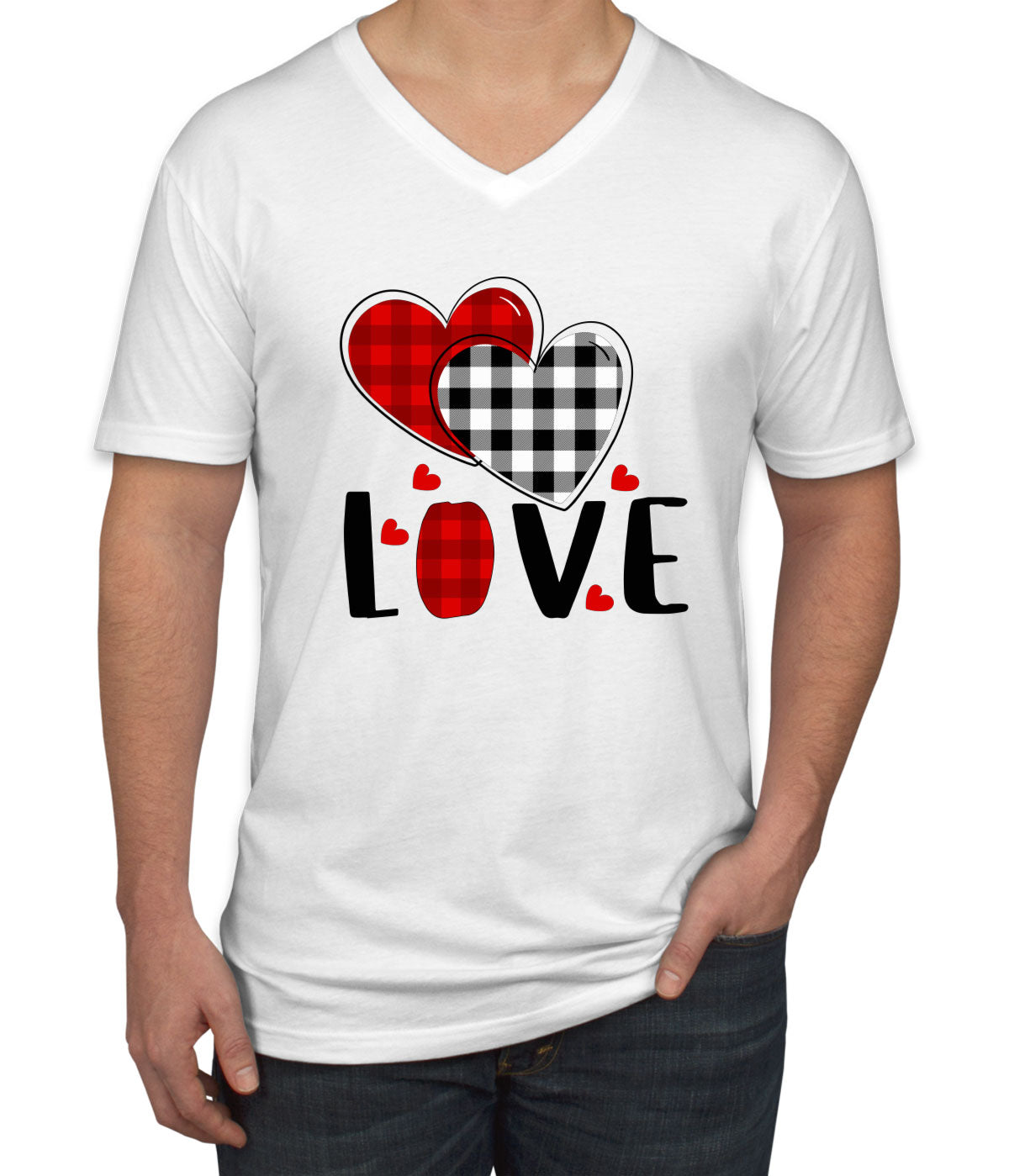 Heart Love Valentine's Day Men's V Neck T-shirt