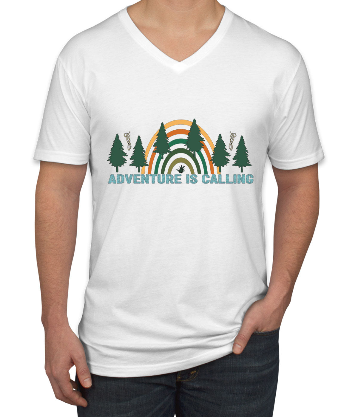 Adventure Is Calling Camp Men's V Neck T-shirt