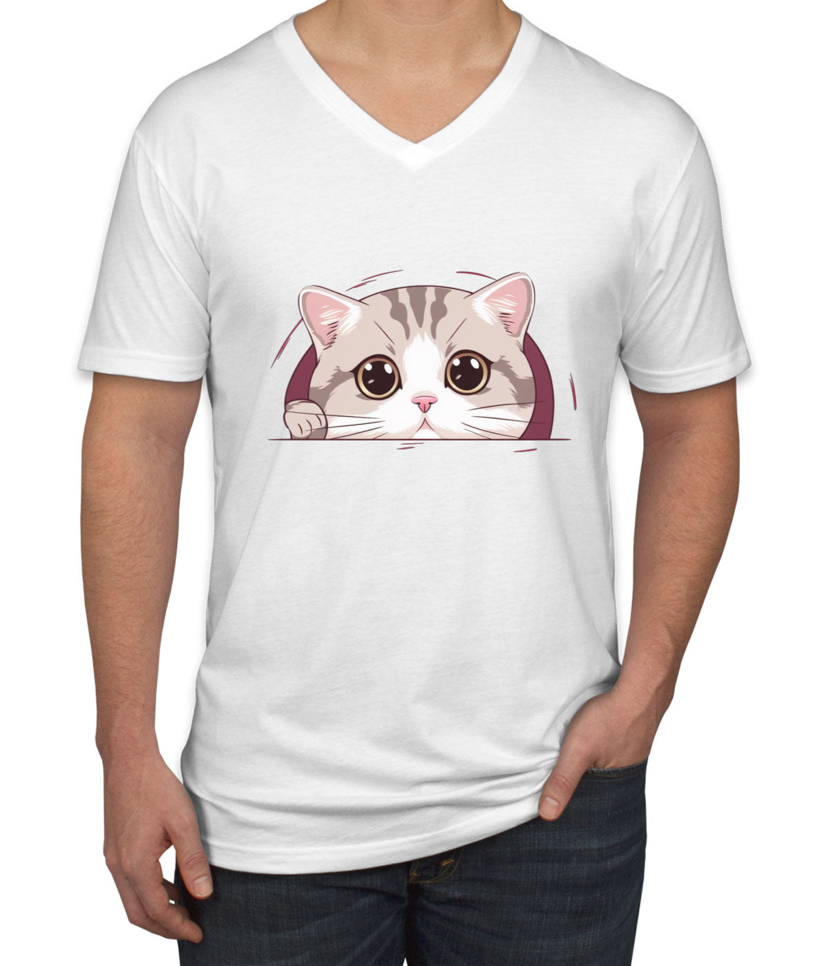 Cute American Cat Men's V Neck T-shirt