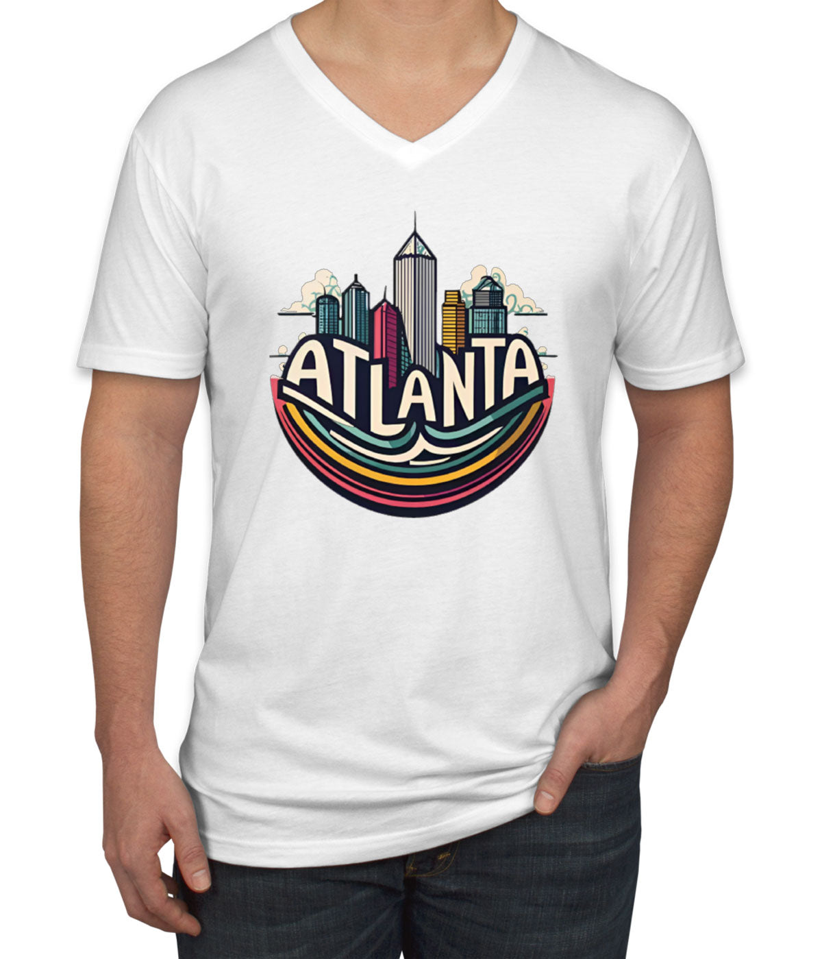 Atlanta Georgia Skyline Men's V Neck T-shirt