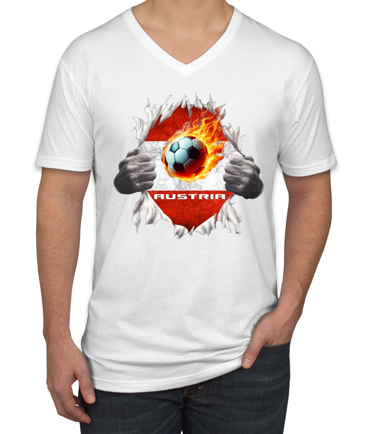 Austria Euro Cup Soccer Football Men's V Neck T-shirt