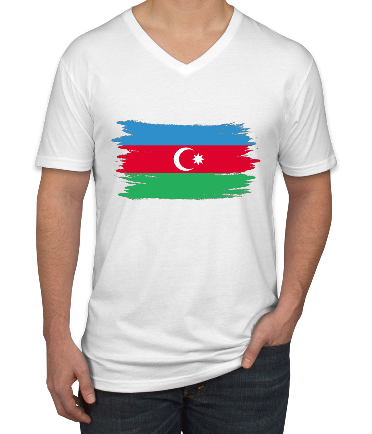 Azerbaijan Flag Men's V Neck T-shirt