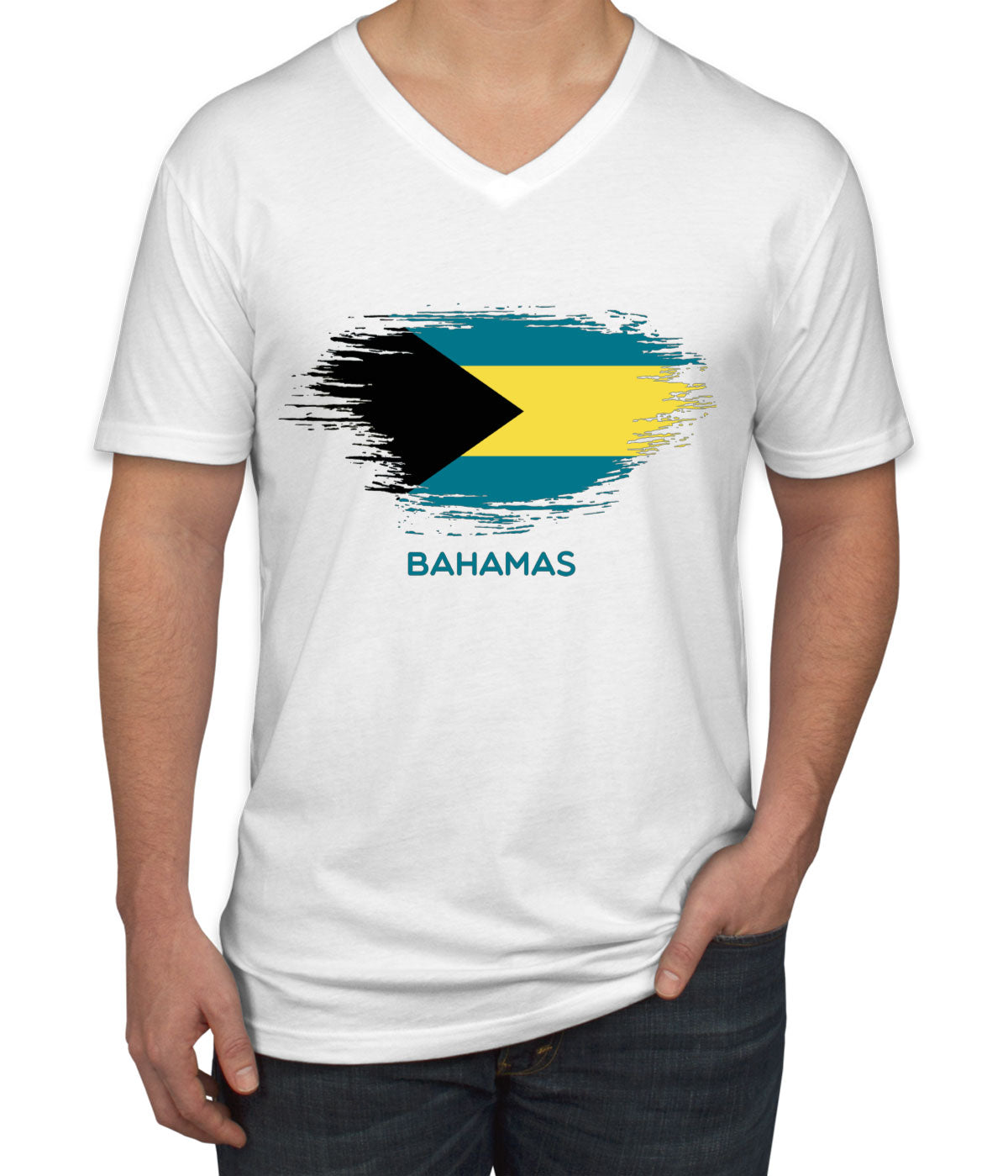 Bahamas Flag Men's V Neck T-shirt