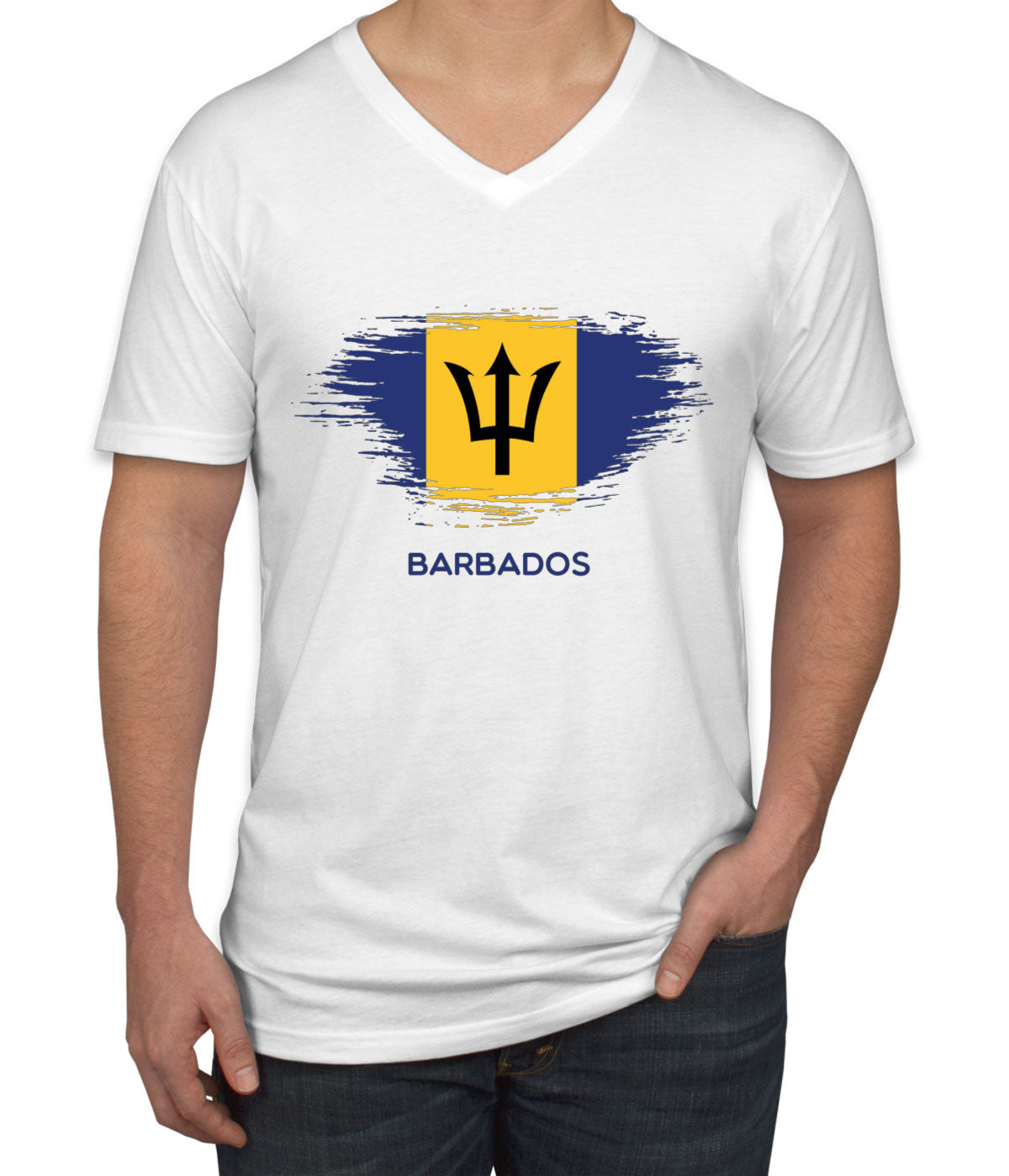 Barbados Flag Men's V Neck T-shirt