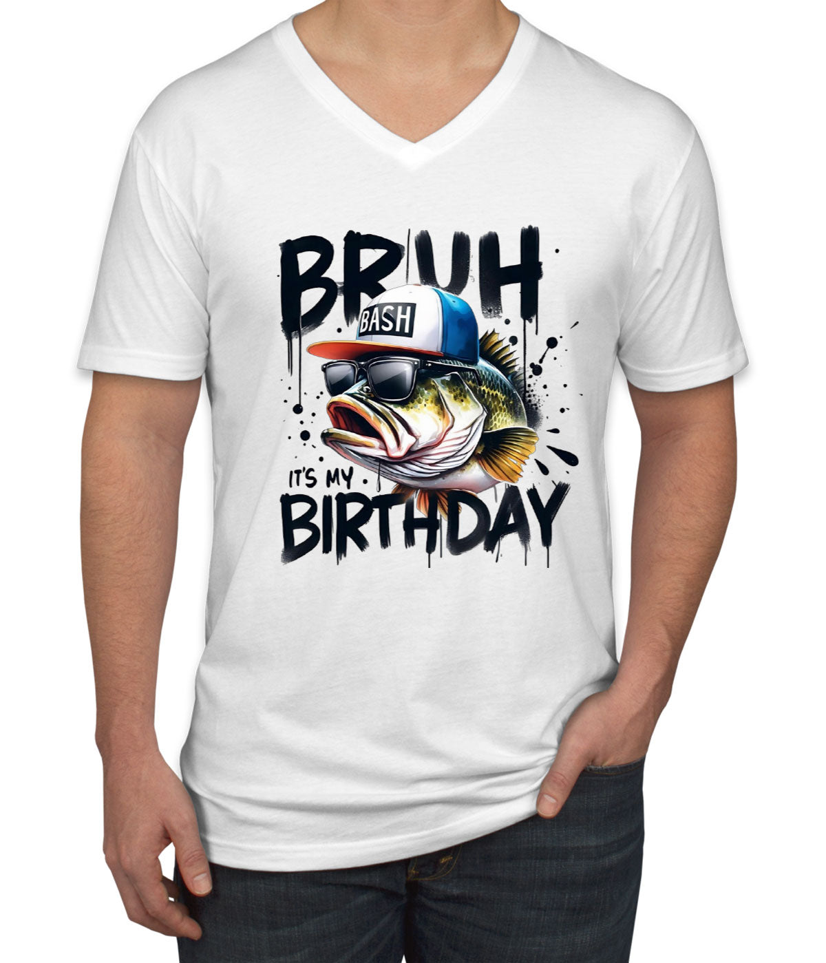 Birthday Bass It's My Birthday Men's V Neck T-shirt