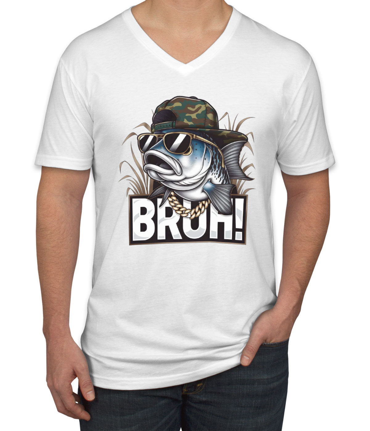 Funny Bass Fishing Men's V Neck T-shirt