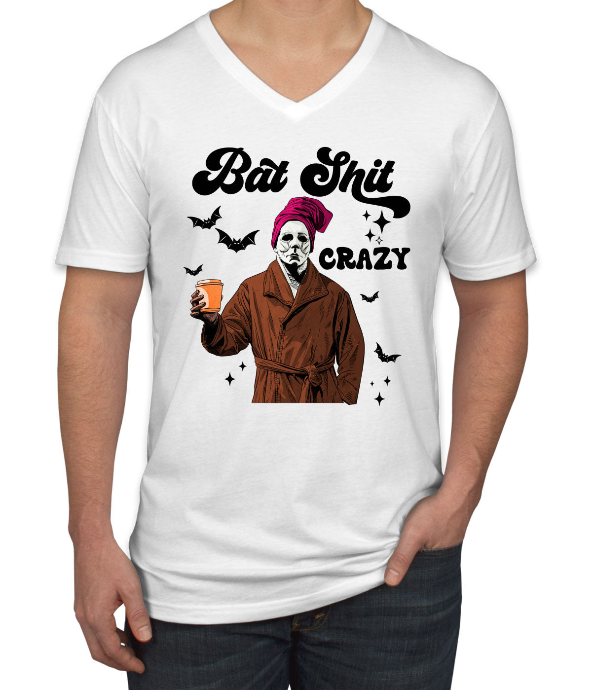 Bat Shit Crazy Myers Halloween Men's V Neck T-shirt