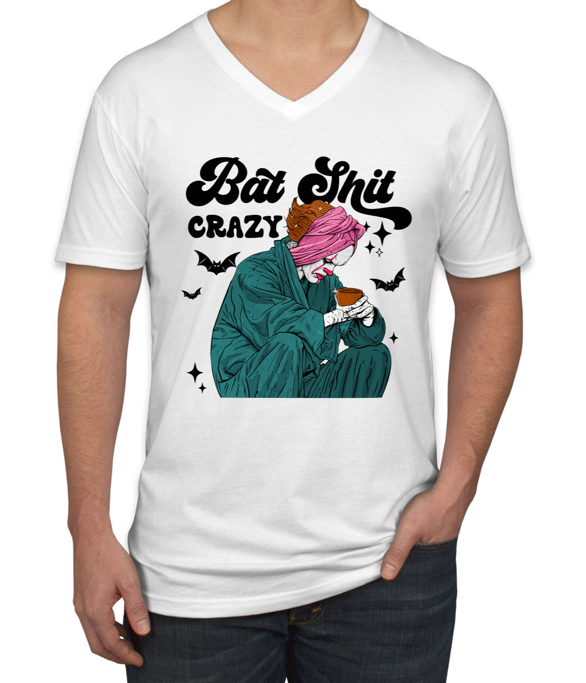 Bat Shit Crazy Pennywise Halloween Men's V Neck T-shirt