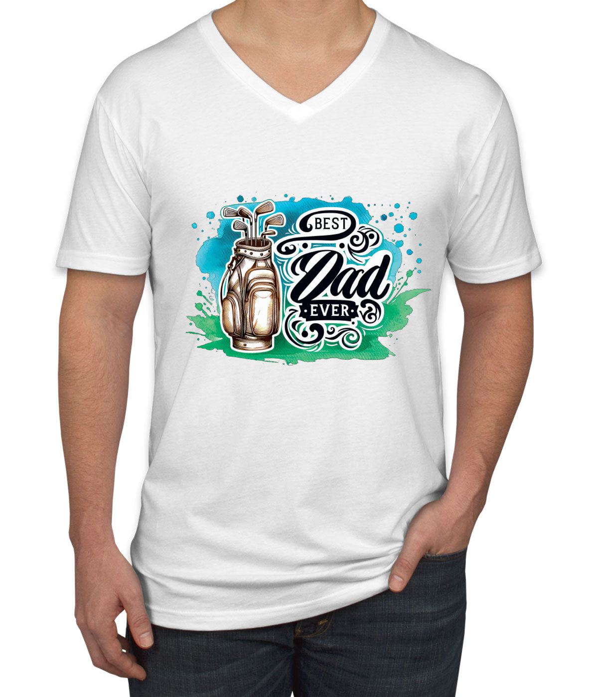 Best Dad Ever Golf Father's Day Men's V Neck T-shirt