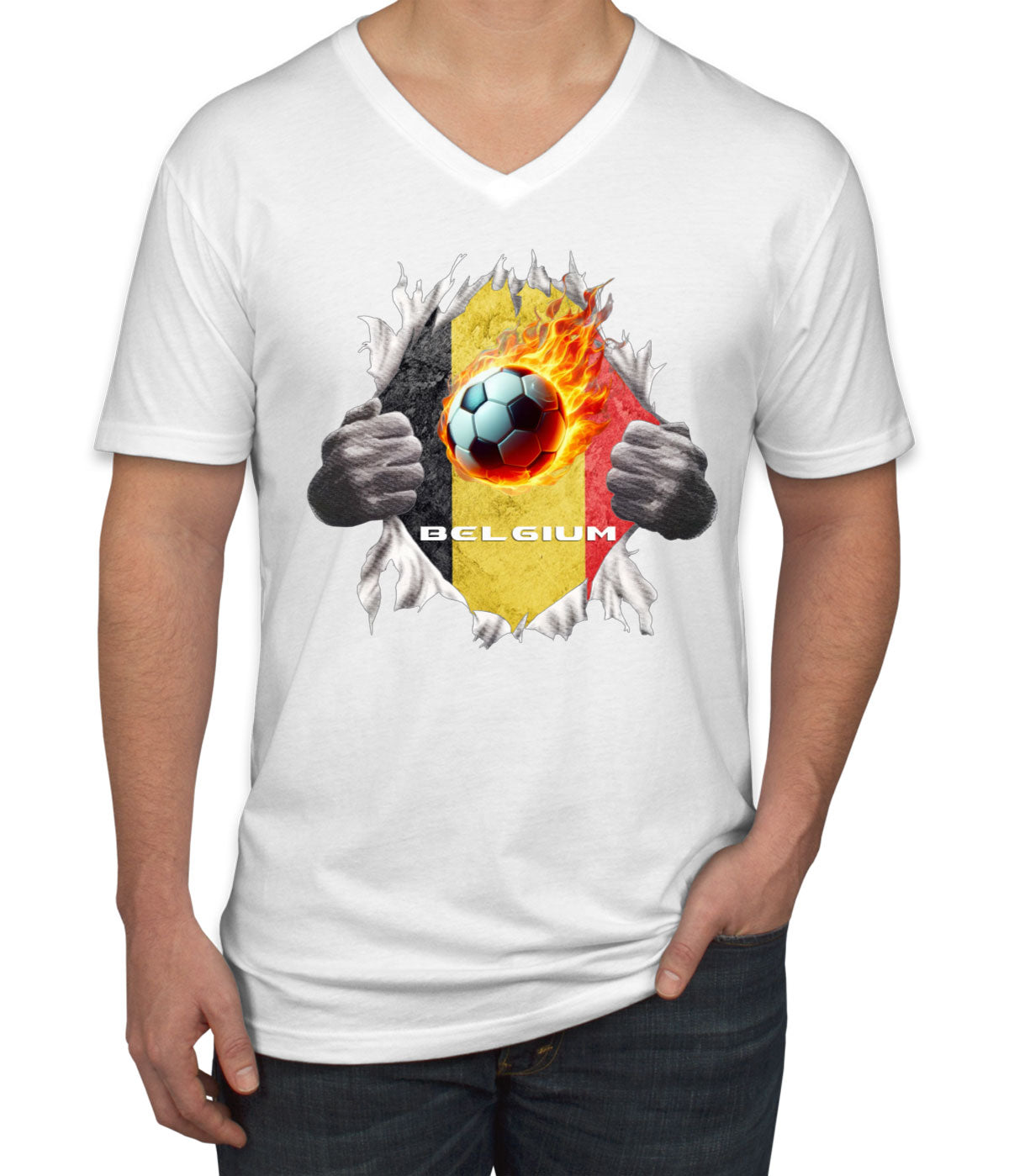 Belgium Euro Cup Soccer Football Men's V Neck T-shirt