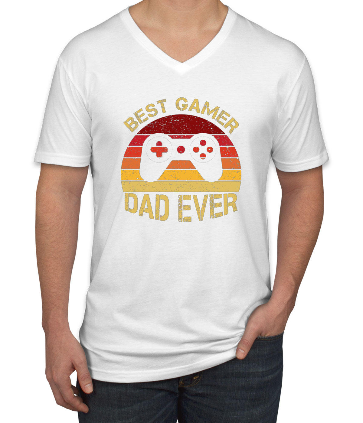 Best Gamer Dad Ever Father's Day Men's V Neck T-shirt