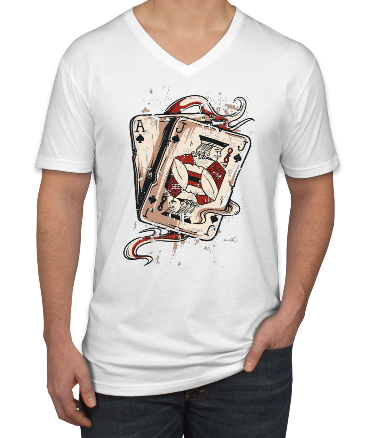 Blackjack Playing Cards Men's V Neck T-shirt